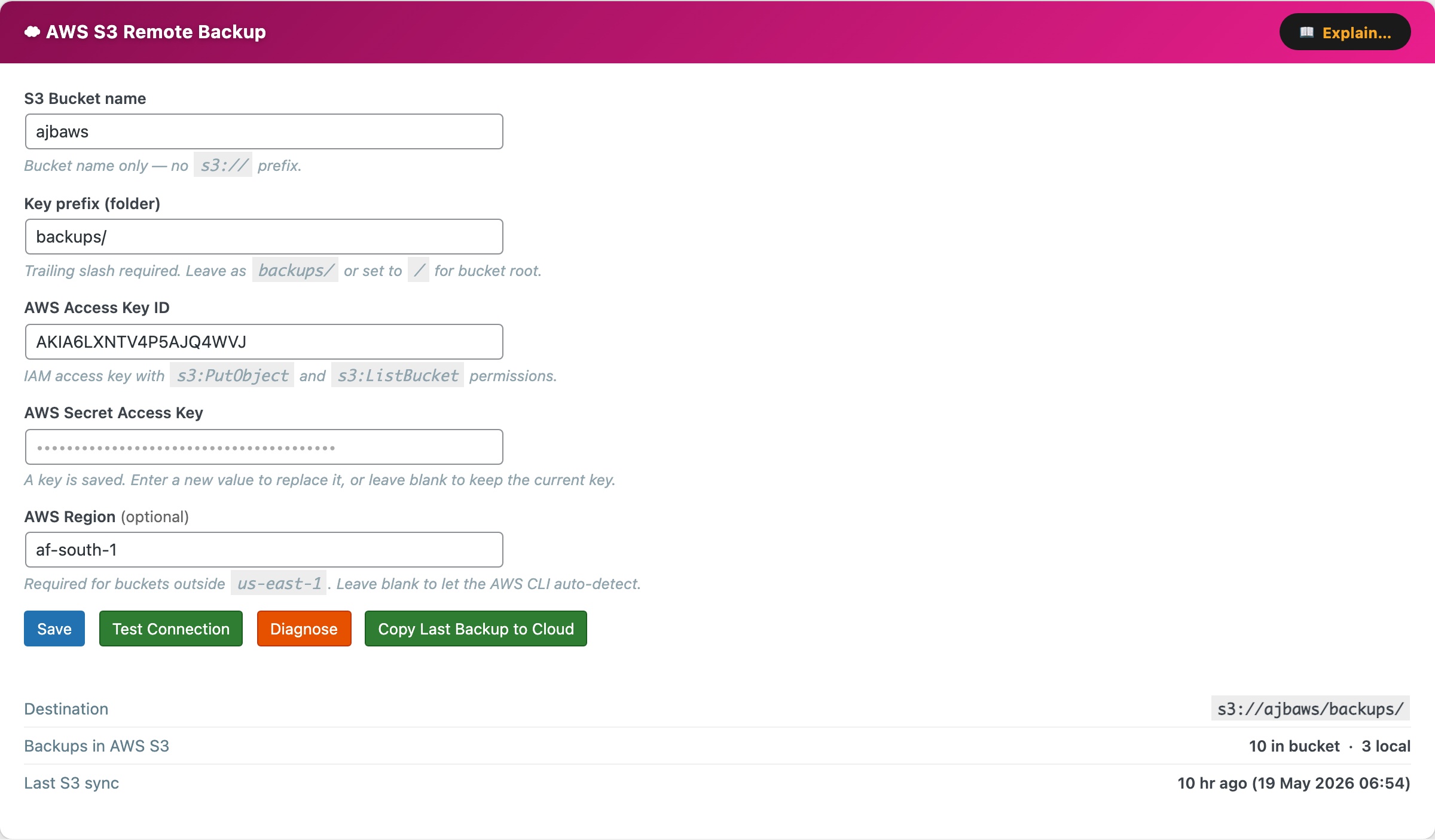 CloudScale Backup & Restore — Free WordPress Backup Plugin with One-Click Restore & Cloud Sync — AWS S3 screenshot