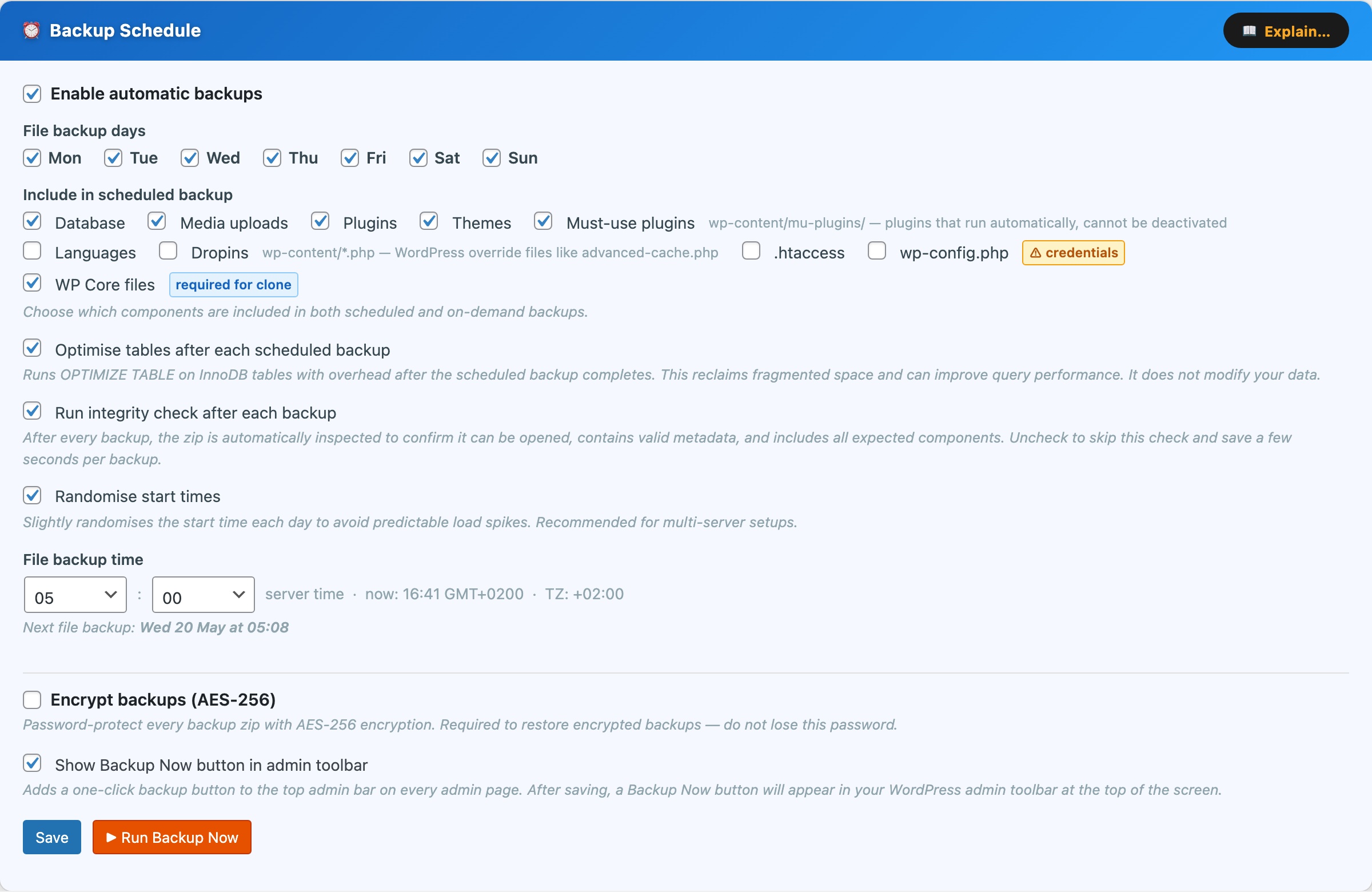 CloudScale Backup & Restore — Free WordPress Backup Plugin with One-Click Restore & Cloud Sync — Backup Schedule & Run Now screenshot