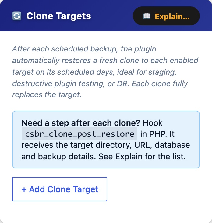 CloudScale Backup & Restore, Free WordPress Backup Plugin with One-Click Restore & Cloud Sync, Clone to a Staging Site screenshot, as it appears on a mobile screen