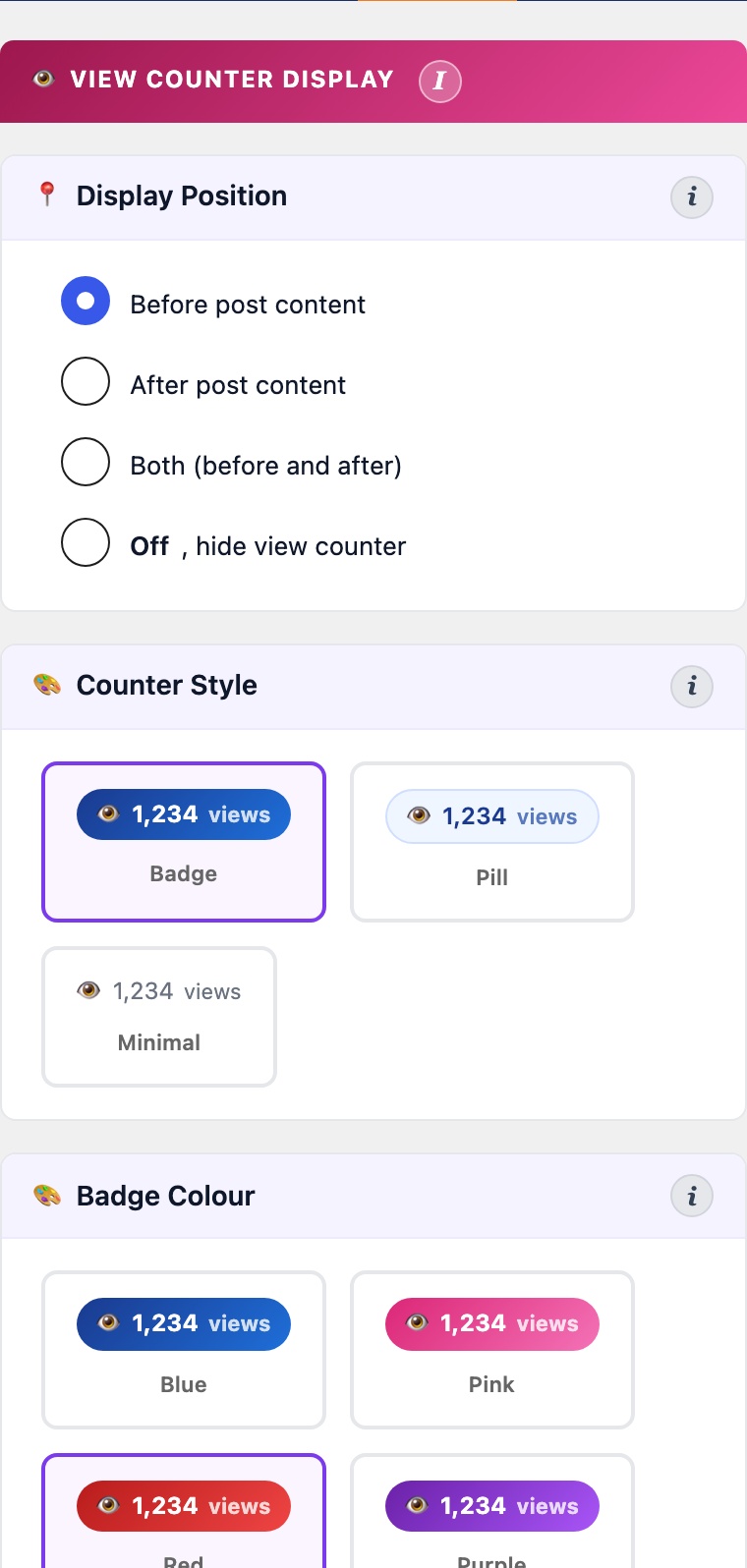 CloudScale Site Analytics, Free Privacy-First WordPress Analytics Plugin, Display Settings screenshot, as it appears on a mobile screen