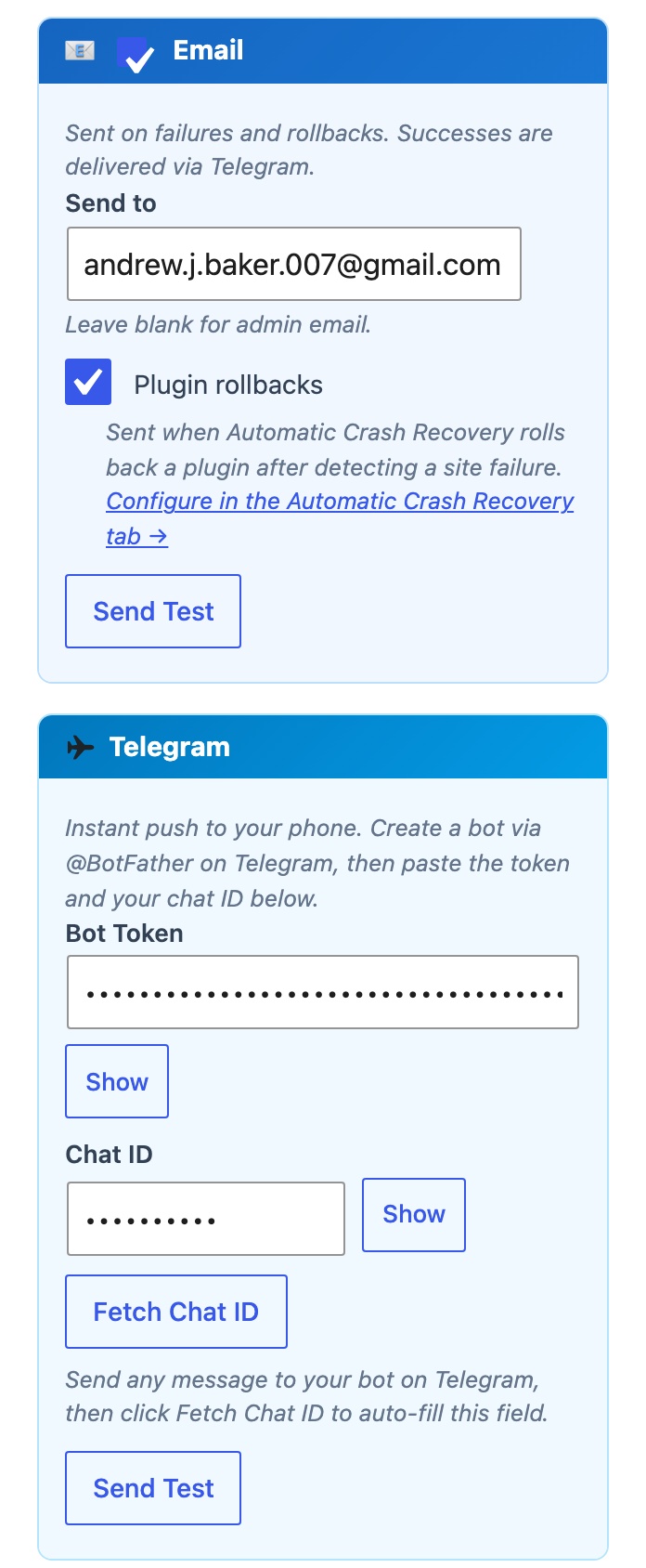 CloudScale Backup & Restore, Free WordPress Backup Plugin with One-Click Restore & Cloud Sync, Notifications screenshot, as it appears on a mobile screen