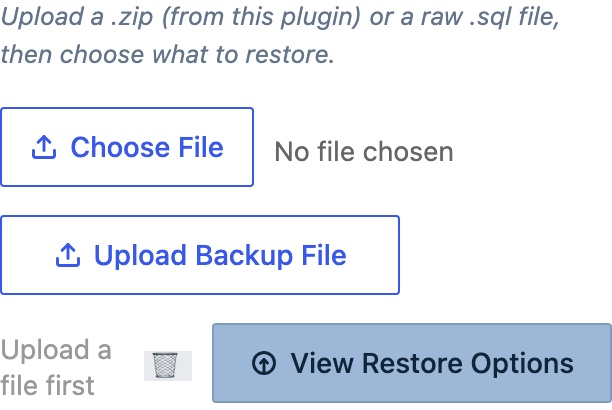 CloudScale Backup & Restore, Free WordPress Backup Plugin with One-Click Restore & Cloud Sync, Restore from Uploaded File screenshot, as it appears on a mobile screen